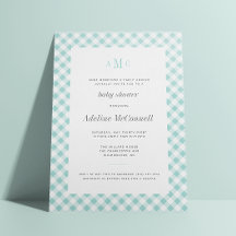 Traditionell babystövel för Aqua Blue Gingham