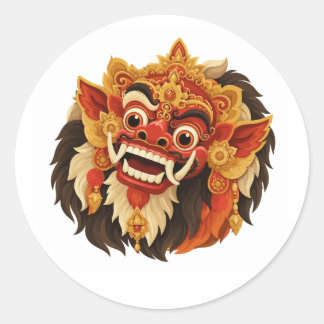 Traditionell balinesisk Barong-mask representerar Runt Klistermärke