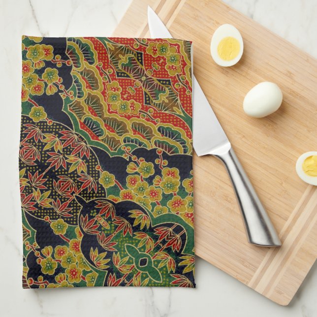 Traditionell bambu Löv japansk plommonblomma Kökshandduk (Vikt i Fjärdedel)