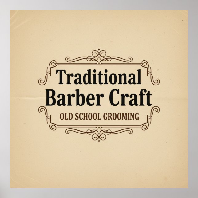 Traditionell Barberkonst Vintage Typografi Affisch (Framsidan)