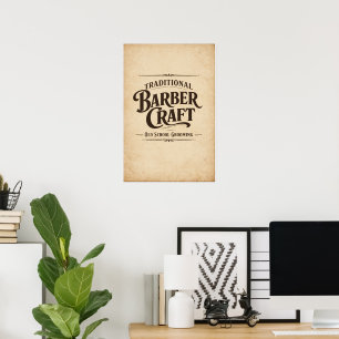 Traditionell Barberkonst Vintage Typografi Affisch
