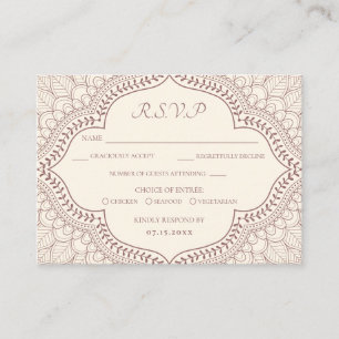 Traditionell Beige Mehndi Indisk Hindu Bröllop RSV Tilläggskort