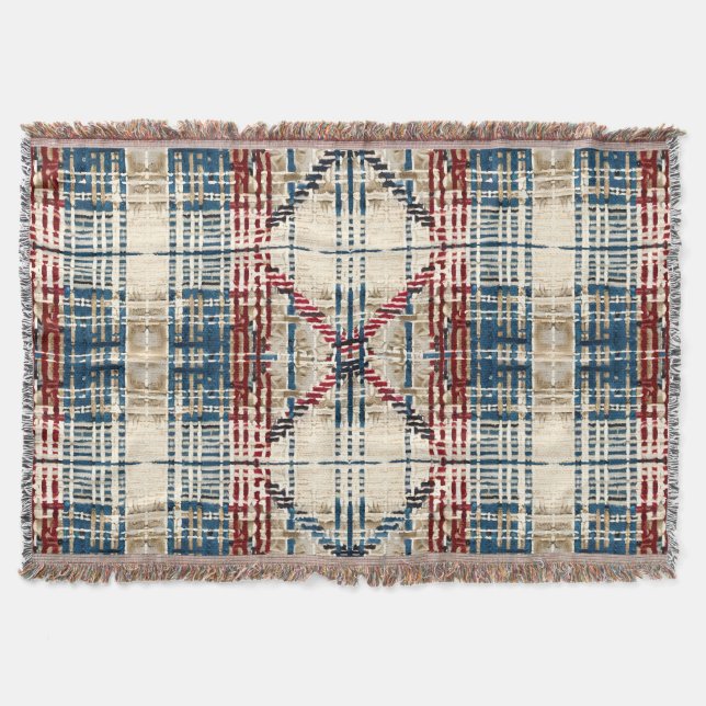 Traditionell Beige och Red Play Mönster Filt (Framsidan)