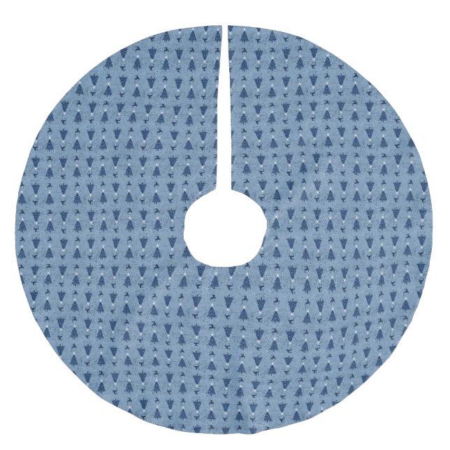 Traditionell blå Julgranar och renar Julgransmatta Borstad Polyester (Framsidan)