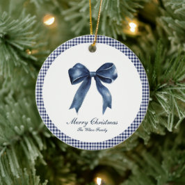Traditionell blå knut jul julgransprydnad keramik