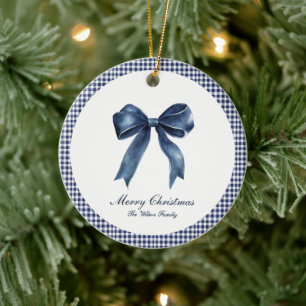 Traditionell blå knut jul julgransprydnad keramik