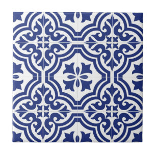 Traditionell blå och vit spansk Azulejo Kakelplatta