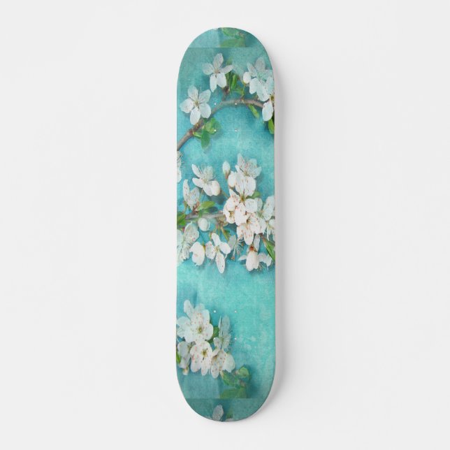 Traditionell blomdesign - abstrakt mini skateboard bräda 18,5 cm (Framsida)