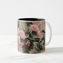 Traditionell Blommig Tyg Foto Två-Tonad Mugg