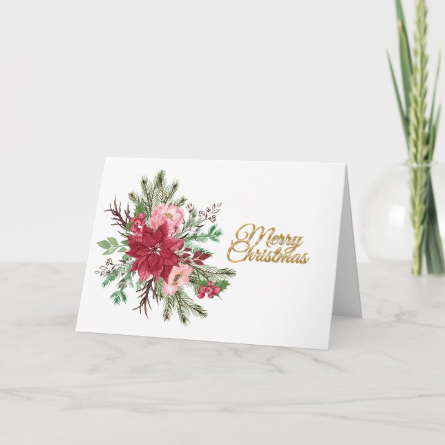 Traditionell Blommigt i julafton God jul Helgkort (Framsida)