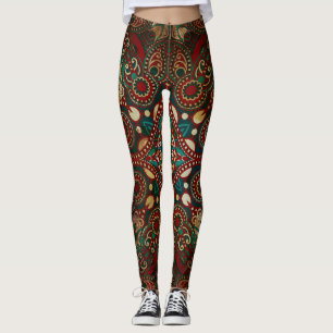 Traditionell Blommigt Paisley Bandanna Grunge Leggings