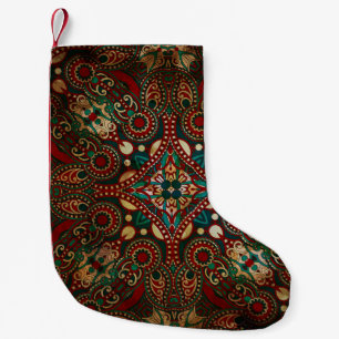 Traditionell Blommigt Paisley Bandanna Grunge Liten Julstrumpa