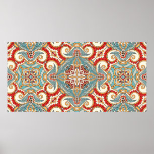 Traditionell blommigt paisley bandanna. Unga Poster