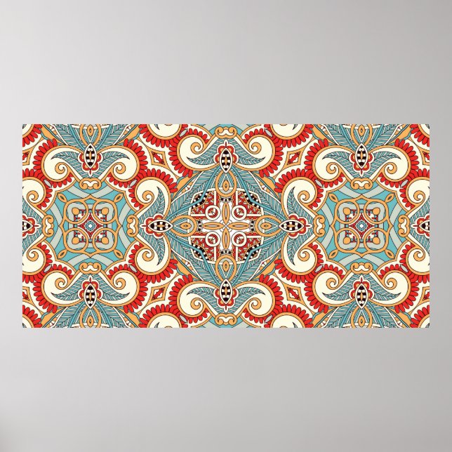 Traditionell blommigt paisley bandanna. Unga Poster (Framsidan)