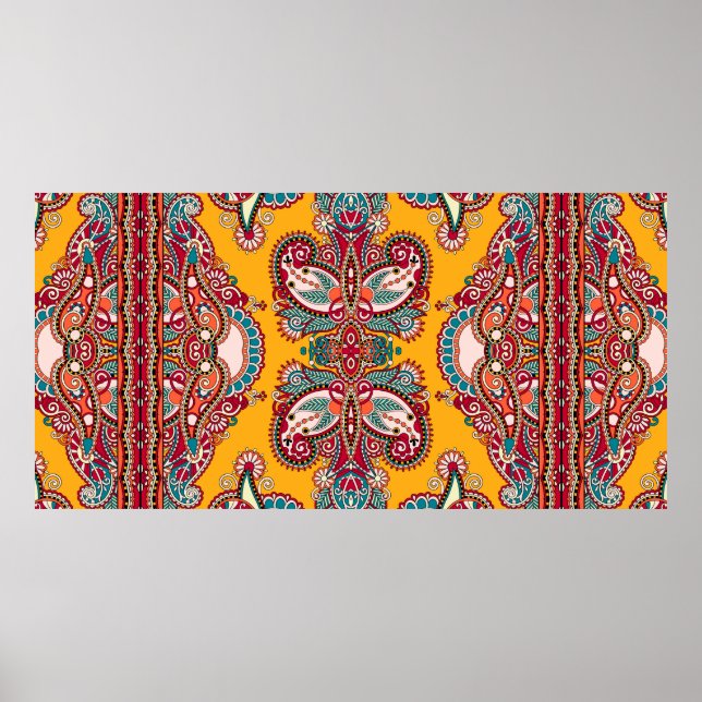 Traditionell blommigt paisley bandanna. Unga Poster (Framsidan)