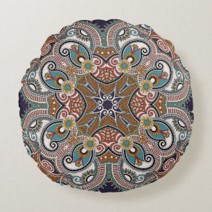 Traditionell blommigt paisley bandanna. Unga Rund Kudde