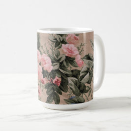 Traditionell blomstermönstrad tygfotografi kaffemugg