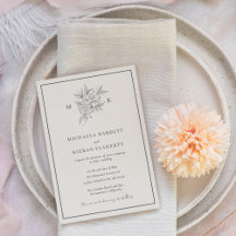 Traditionell botanisk blomma i Monogram Bröllop