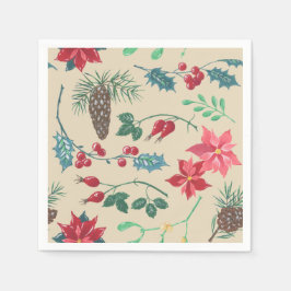 Traditionell botanisk jul (beige) pappersservett