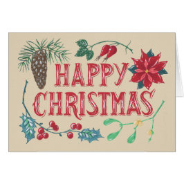 Traditionell botanisk jul hälsningskort