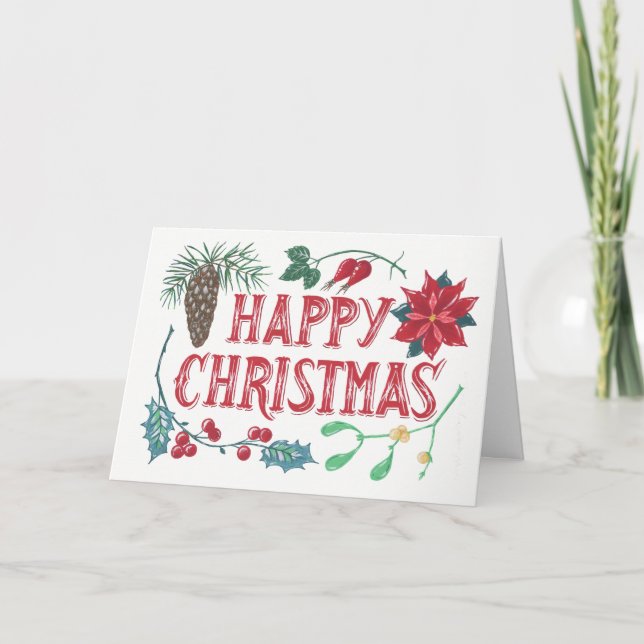 Traditionell botanisk jul helgkort (Framsida)