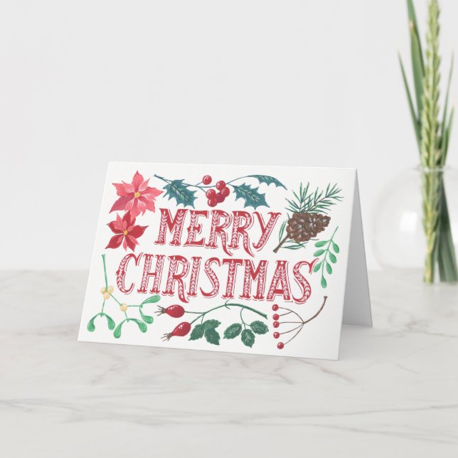 Traditionell botanisk jul helgkort (Framsida)