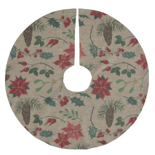 Traditionell botanisk jul julgransmatta borstad polyester