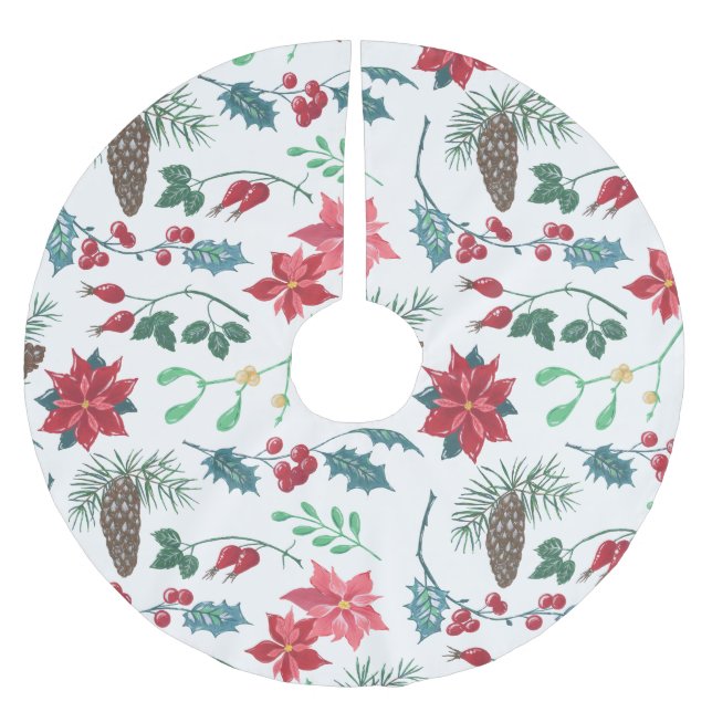 Traditionell botanisk jul julgransmatta borstad polyester (Framsidan)