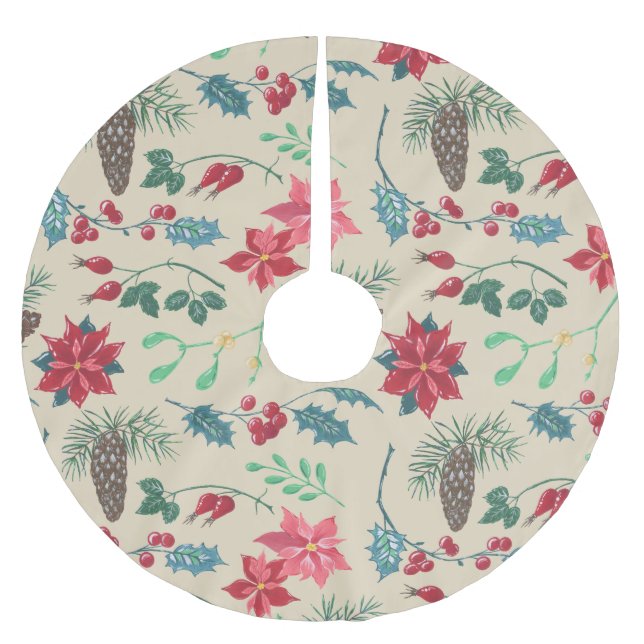 Traditionell botanisk jul julgransmatta borstad polyester (Framsidan)