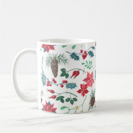 Traditionell botanisk jul (vit) kaffemugg