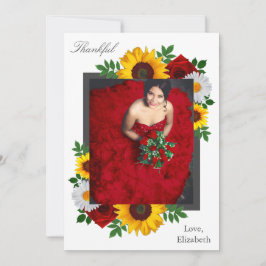 Traditionell bröllopsfest med blommotiv tack kort