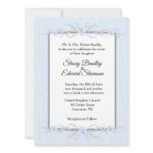 Traditionell bröllopsinbjudan med blå enkelhet