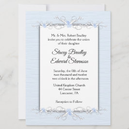 Traditionell bröllopsinbjudan med blå enkelhet inbjudningar