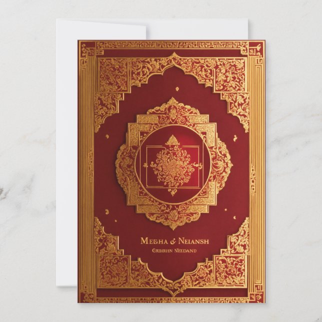 traditionell bröllopskortdesign, storslagen, elega inbjudningar (Framsida)