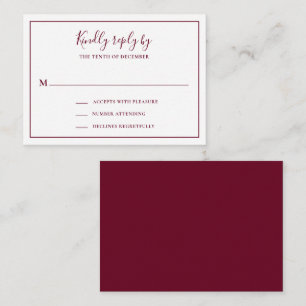 Traditionell burgundy Bröllop Mini OSA kort