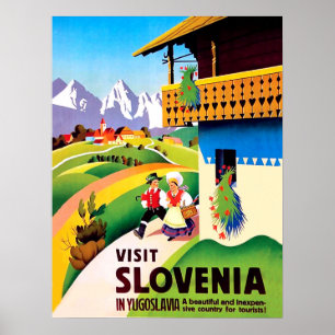 Traditionell by i Slovenien, Jugoslavien Poster