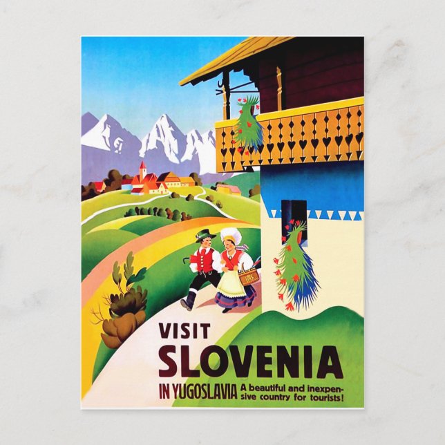 Traditionell by i Slovenien, Jugoslavien Vykort (Framsida)