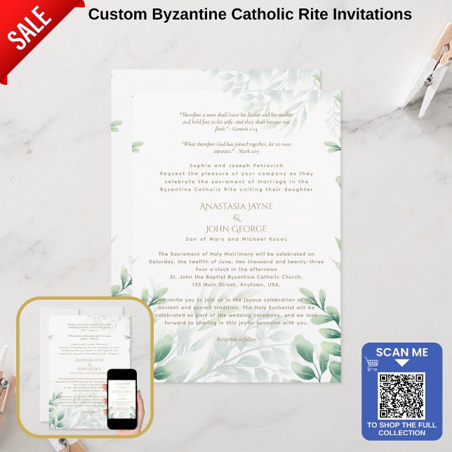 Traditionell BYZANTINE Kor Greenery Bröllop Inbjudningar (Skapare uppladdad)