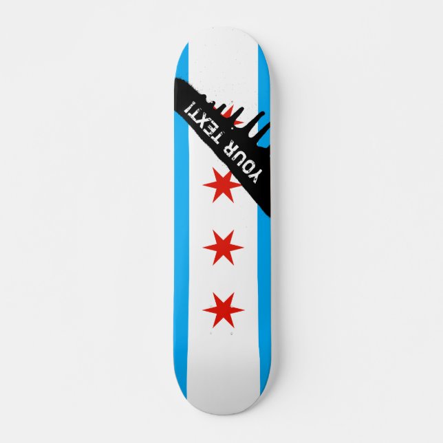 Traditionell Chicago flagga Mini Skateboard Bräda 18,5 Cm (Framsida)