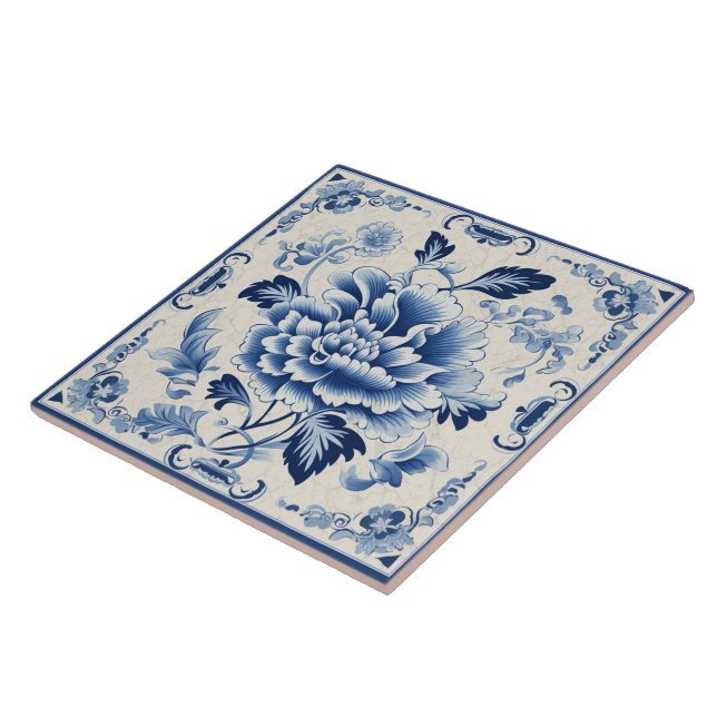 Traditionell China blå Bläck-blomma Art 4 Kakelplatta (Sidan)