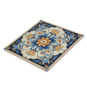 Traditionell China Orange Bläck FLOW Art 2 Kakelplatta