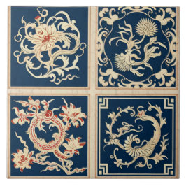 Traditionell China Orange Bläck FLOW Art 4 Kakelplatta