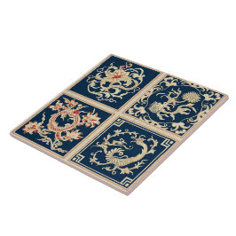 Traditionell China Orange Bläck FLOW Art 4 Kakelplatta