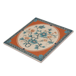 Traditionell China Orange Bläck FLOW Art 5 Kakelplatta