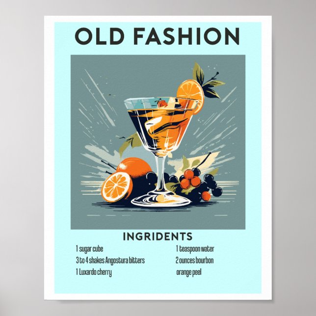 Traditionell Cocktail Pub Wall Art Poster (Framsidan)