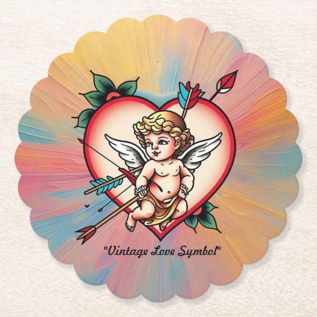 Traditionell cupid Kärlek Tattoo Underlägg Papper (Framsida)