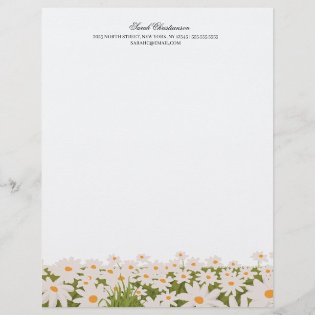 Traditionell Daisy Fält Letterhead Brevhuvud (Framsida)