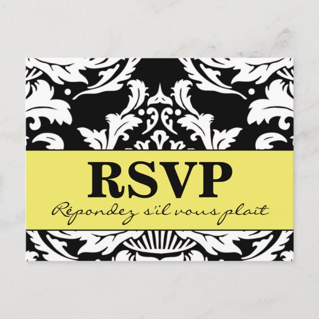 Traditionell Damask-postkort Inbjudan Vykort (Framsida)