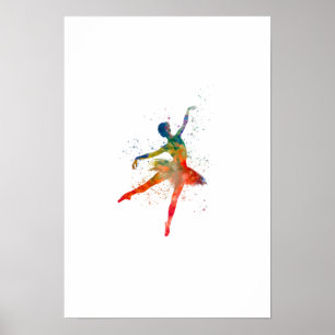Traditionell dansare för vattenfärg-ballet poster