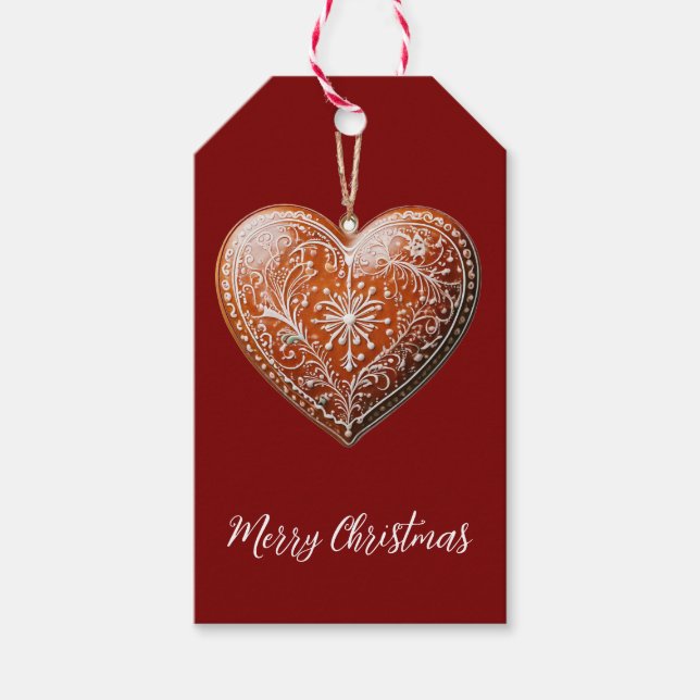 Traditionell dekorerad Helgdag för julkakor Presentetikett (Framsidan)